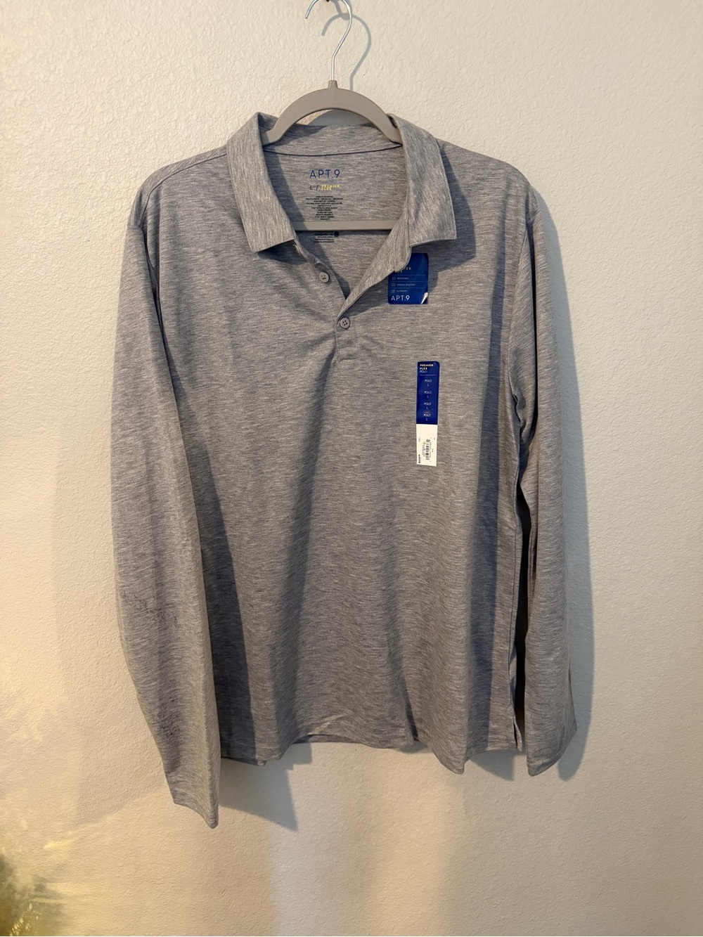 Apt. 9 Men's Long-Sleeve Polo - Light Gray